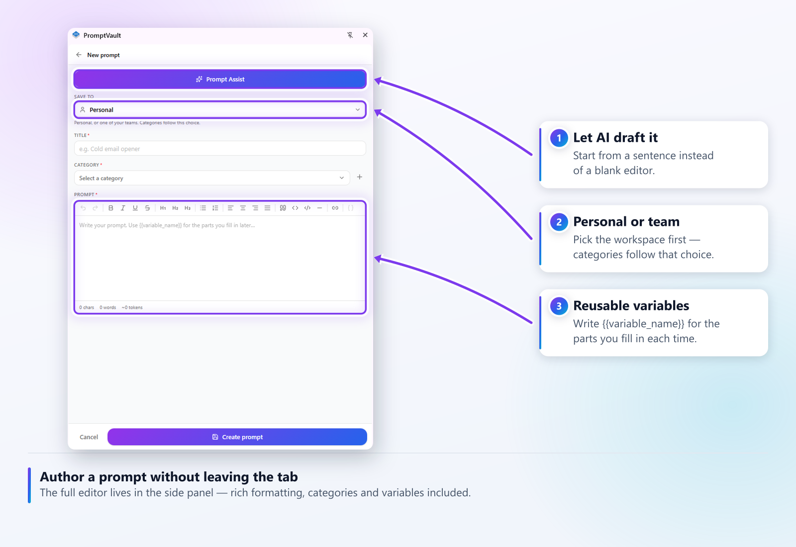 Prompt Vault | Browser Extension for Edge, Firefox & Chrome
